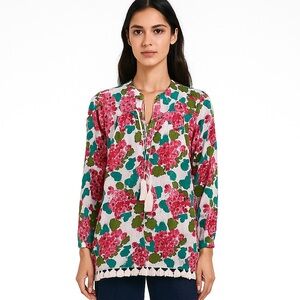 Roller Rabbit Pink and Green Floral Top